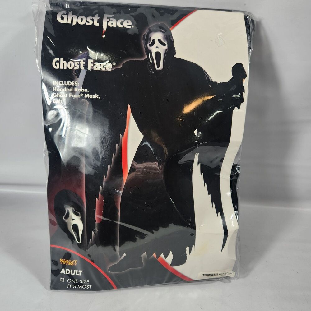 Spirit Halloween Ghost Face Costume Robe Mask Belt AND KNIFE Adult One Size